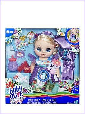 Baby Alive Forest Emma Doll w/15+ Sounds Blonde and a Mini Story Book New In Box